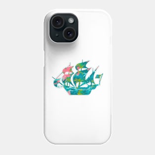 Galaxy Shores Discover Liquid Art Sailing Ship Silhouette Phone Case