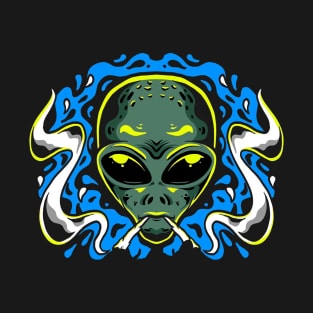 Alien smoking blue T-Shirt