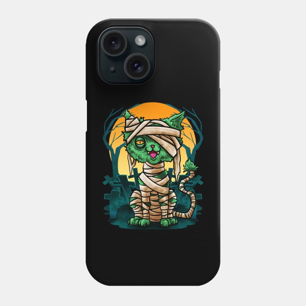 Halloween Cat Zombie Mummy Phone Case by BDAZ