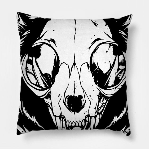 Cat skull Pillow by vhiente