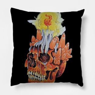 Orange Crystal Skull Pillow