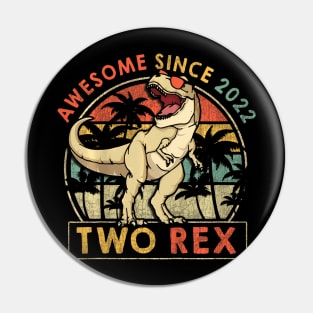 Kids Two Rex 2nd Birthday Second Dinosaur Year Old Pin