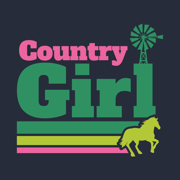 Retro Country Girl Colorful Rural Girl by SLAG_Creative
