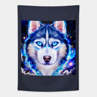 Neon Husky Dog Tapestry