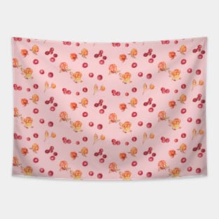 Cloudberry and cranberry pattern on pink Tapestry