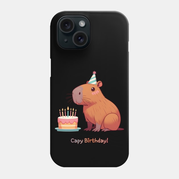 Cappy Capy Birthday Capybara Phone Case by ThesePrints