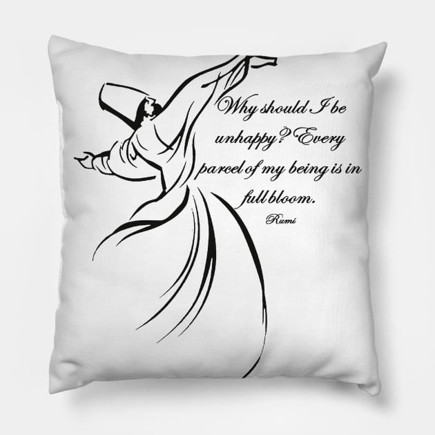 Every Parcel Of My Being Is In Full Bloom Rumi Quote Pillow by taiche