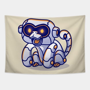 Cute Monkey Robot Cartoon Tapestry