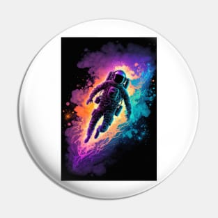 Blacklight Neon Astronaut In Space Pin