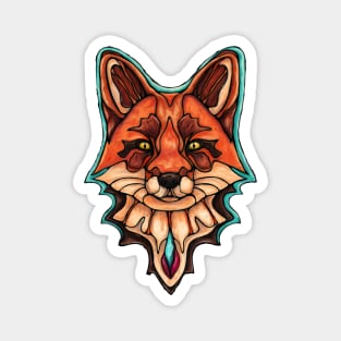 Red fox head, kitsune fox graphic Magnet