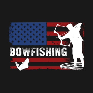 Bowfishing Vintage Look American Flag, Bow Hunting For Fish T-Shirt