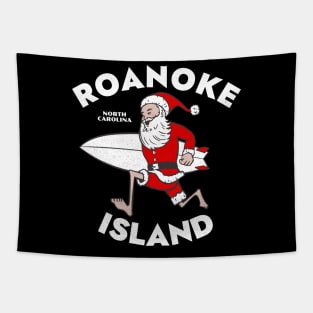 Roanoke Island, NC Christmas Vacationing Skiing Santa Tapestry