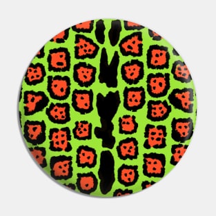 Jaguar Pattern in Orange Papaya on Lime Green Pin