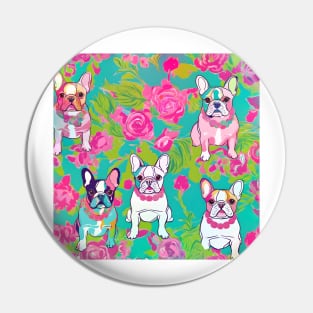 French bulldogs and roses preppy pattern Pin