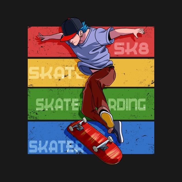 Skateboarding Skater 360 Flip Vintage Skate Gift by Noseking