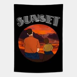 Father - Son Sunset Watch - Perfect Gift for Father's Day and family bonding moments Tapestry