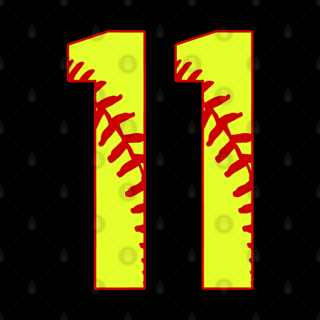 Fastpitch Softball Number 11 #11 Softball Shirt Jersey Uniform Favorite Player Biggest Fan by TeeCreations