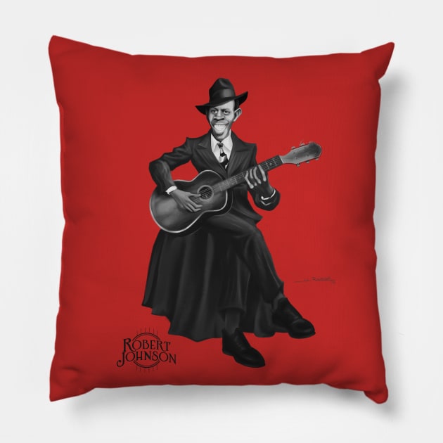 Robert Johnson Pillow by Al Ramon art