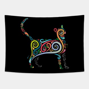 Mandala colorful cat Tapestry