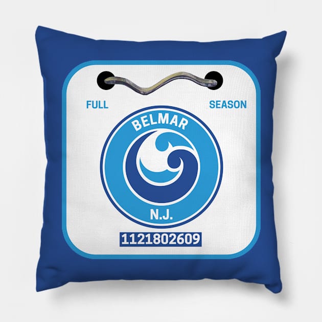 Belmar New Jersey Beach Badge Pillow by fearcity