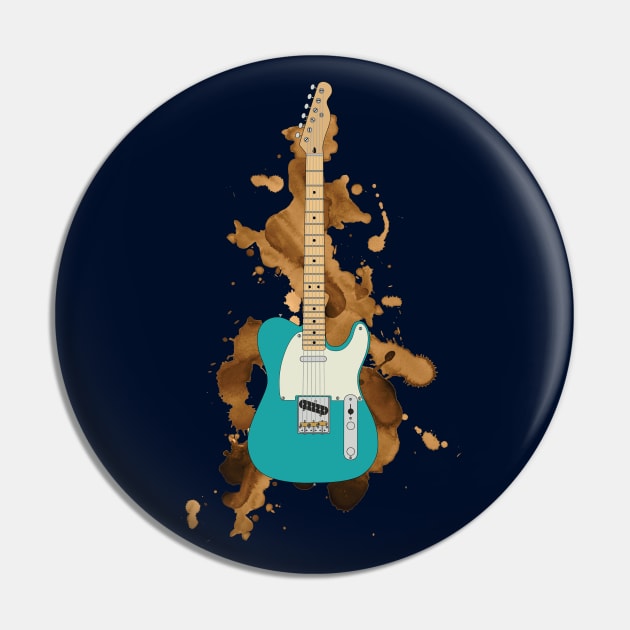 T-Style Electric Guitar Teal Color Pin by nightsworthy