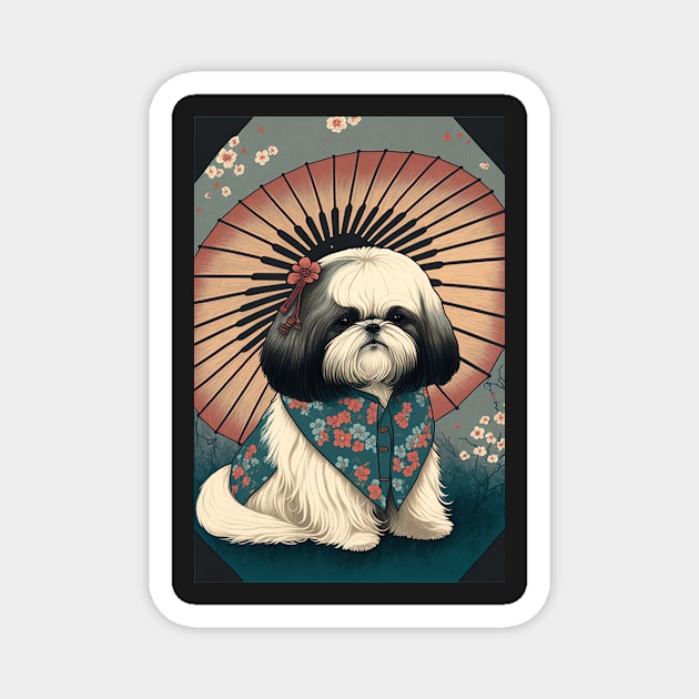 Super Cute Shih Tzu Portrait - Japanese style Magnet by KoolArtDistrict