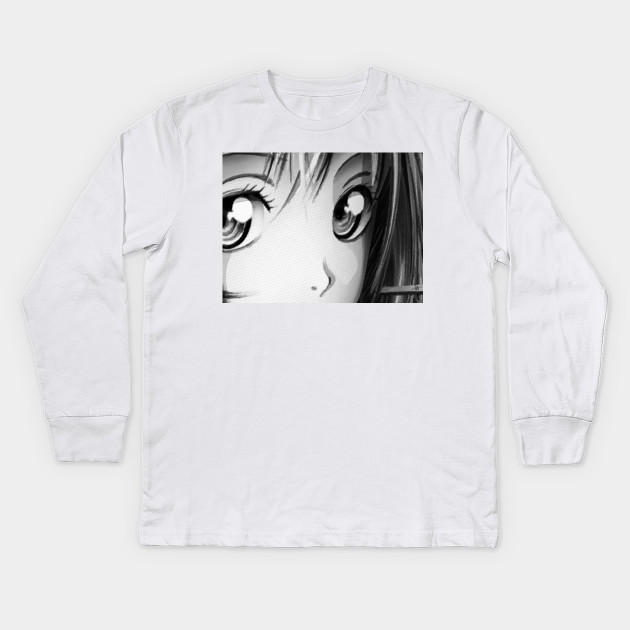 Anime Girl Eyes 2 Black And White Comics Kinder Long Sleeve T Shirt Teepublic De