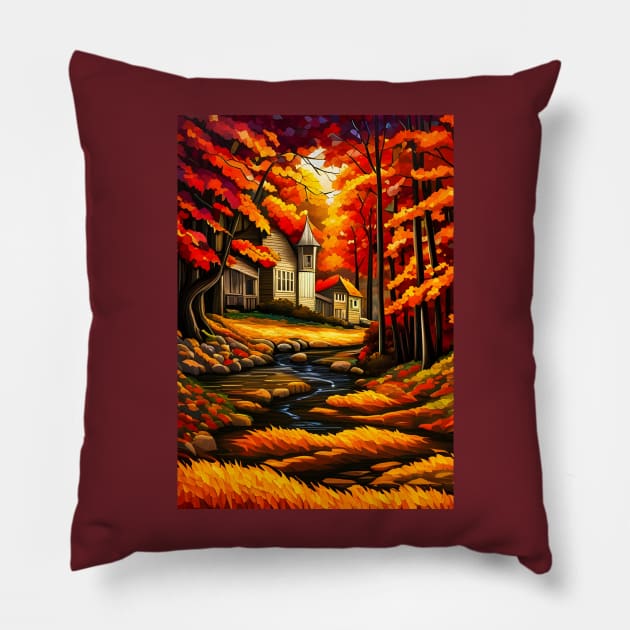 Stained Glass Autumn Foliage Pillow by Chance Two Designs