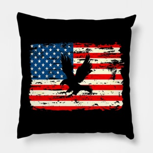 4th July With American Flag And Bald Eagle Pillow