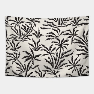 Retro Tropicana / Black and White Palms Tapestry