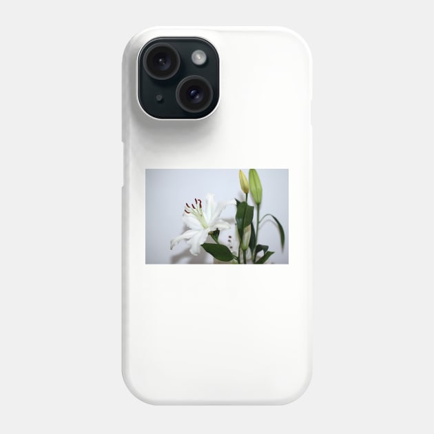 White Lilies with Buds Phone Case by Carole-Anne