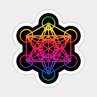 Metatron's Cube Sacred Geometry Retro Rainbow Magnet