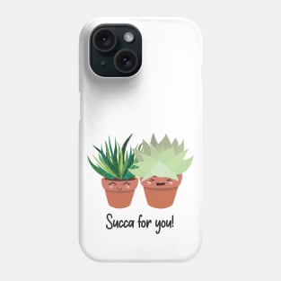 Kawaii Inspired Succulents, Succa for you! Funny Plant Pun! Zebra Succulent and Hen & Chick Succulent Phone Case