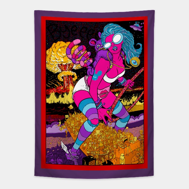 Attack of the 50 ft Raver Tapestry by AlexRobinsonStuff