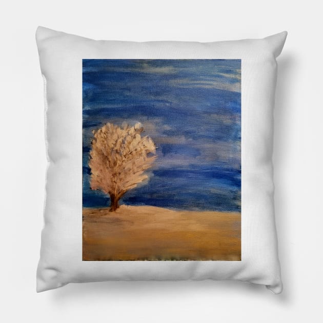 A lonely tree in the desert Pillow by kkartwork