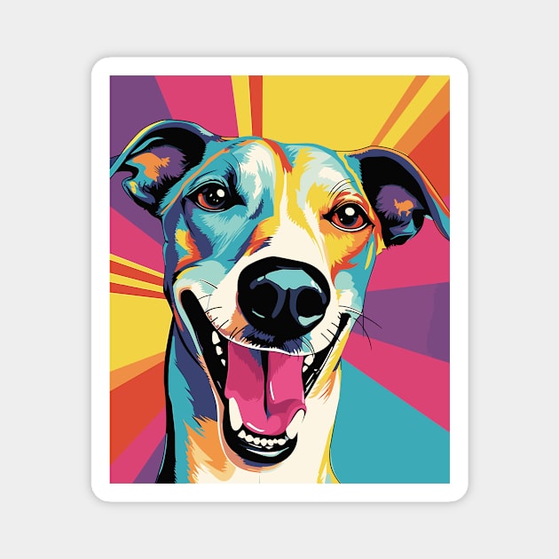 Colorful Cartoon Galgo Espanol Greyhound Spanish Magnet by Piggy Boxer