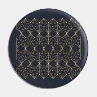 Art Deco geometric pattern navy and gold Pin