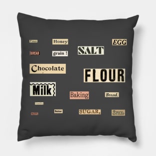 Old-School Baker Typography Collage Pillow