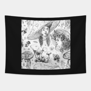 Goth girl with mushroom hat Tapestry