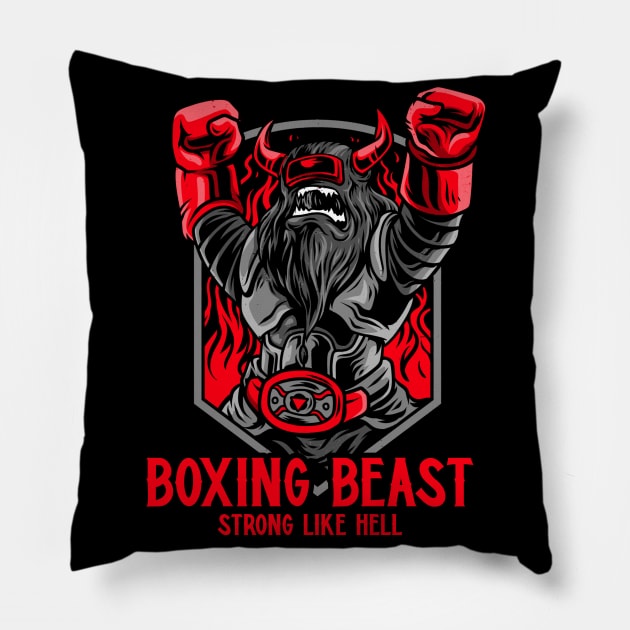 Boxing Beast Strong Like Hell Pillow by Sanworld