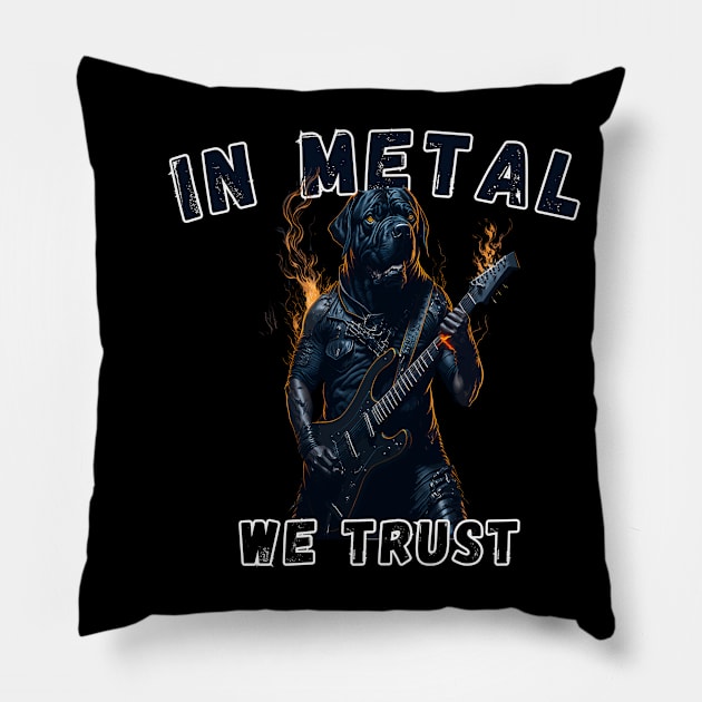 Heavy metal rotweiller. In metal we trust Pillow by Stoiceveryday