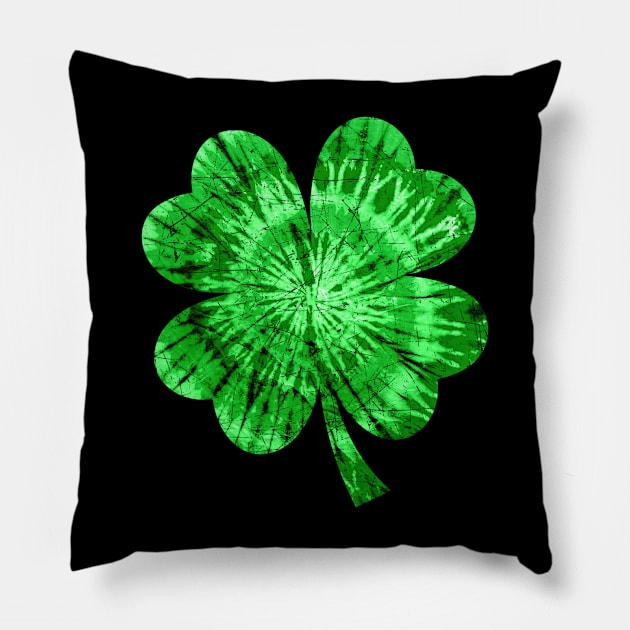Irish Shamrock Tie Dye Happy St Patrick's Day Go Lucky Gifts Pillow by Rosiengo