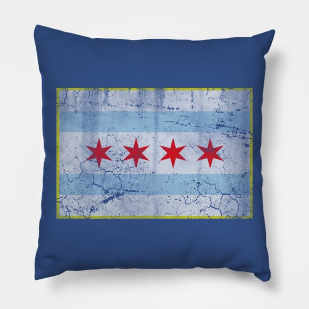 Vintage Chicago Flag Pillow by E