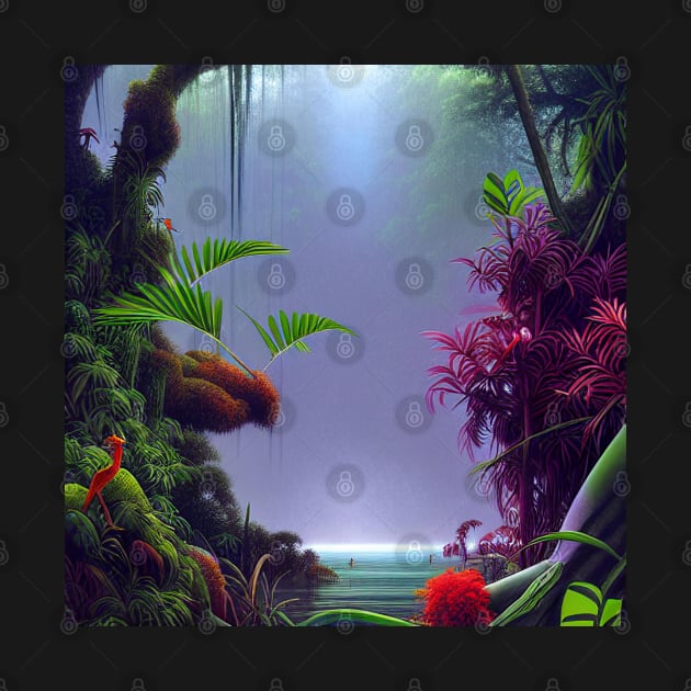 Digital Painting Of A Beautiful Jungle by Promen Art