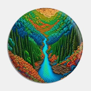 [AI Art] Green Valley, Optical Art Style Pin