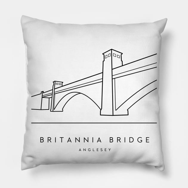 Britannia Bridge - Anglesey Pillow by typelab