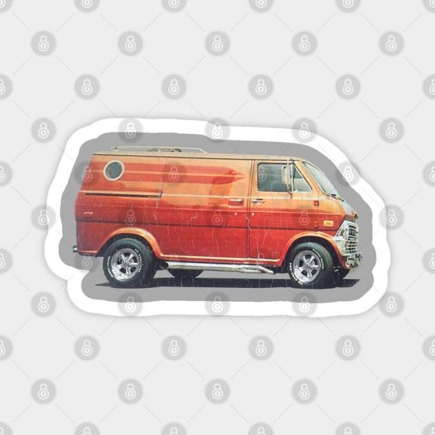 1970s Custom Van (vintage distressed look) Magnet by robotface