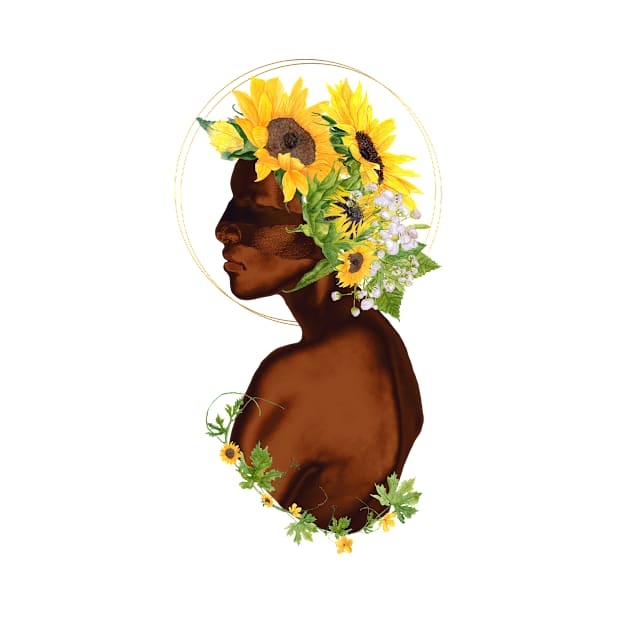 Black Woman with Sunflower Crown by The Lily and The Lark
