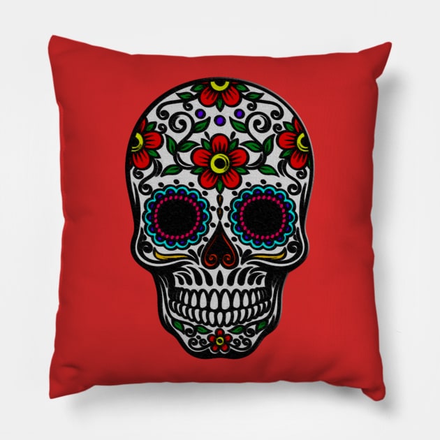 Floral Sugar Skull Pillow by theboonation8267