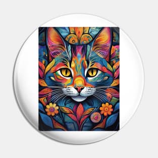 Copy of vibrant and colourful cat art design Pin